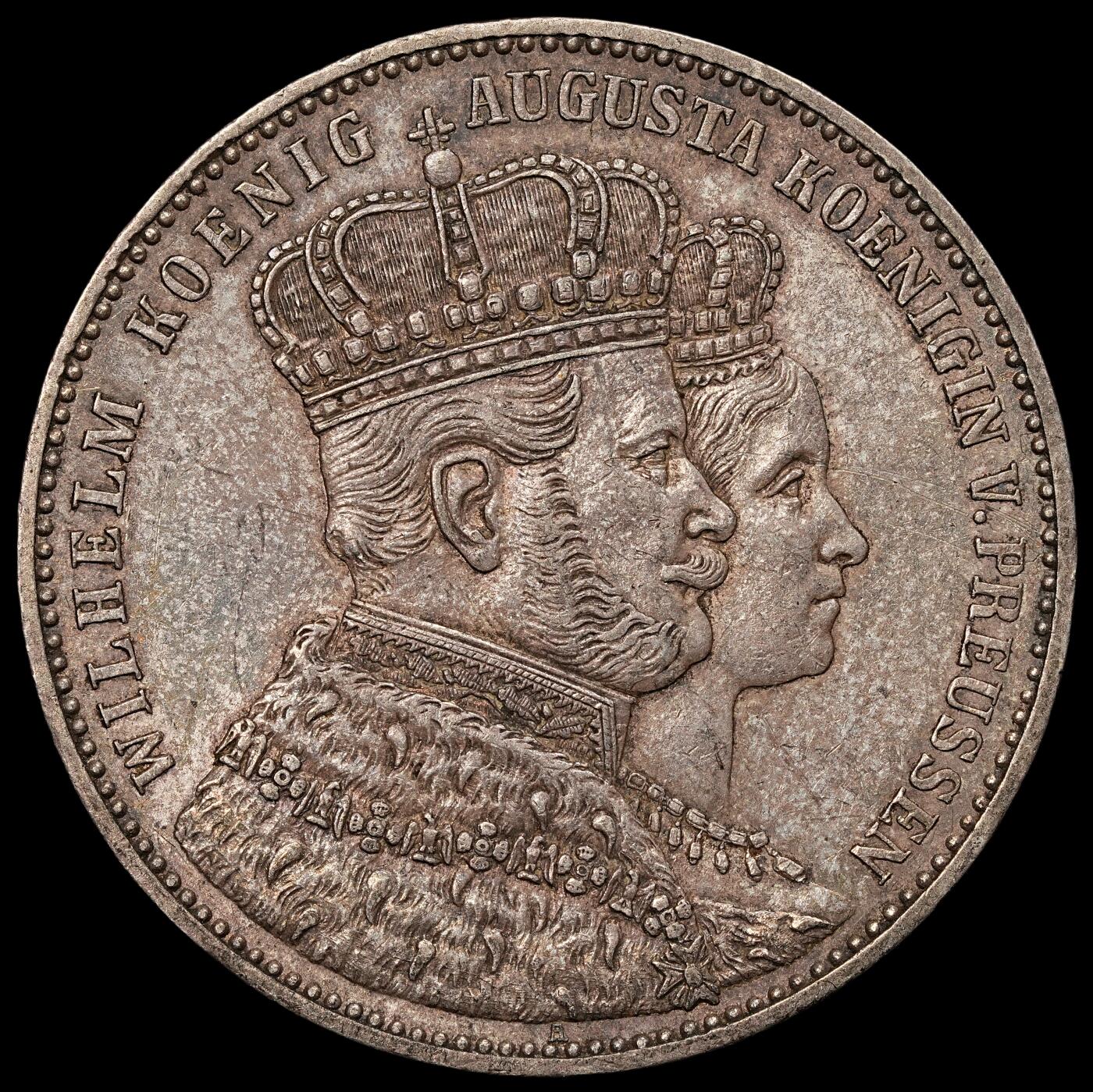 修遠堂世界钱币第107期 1861年普鲁士威廉一世登基纪念1泰勒银币