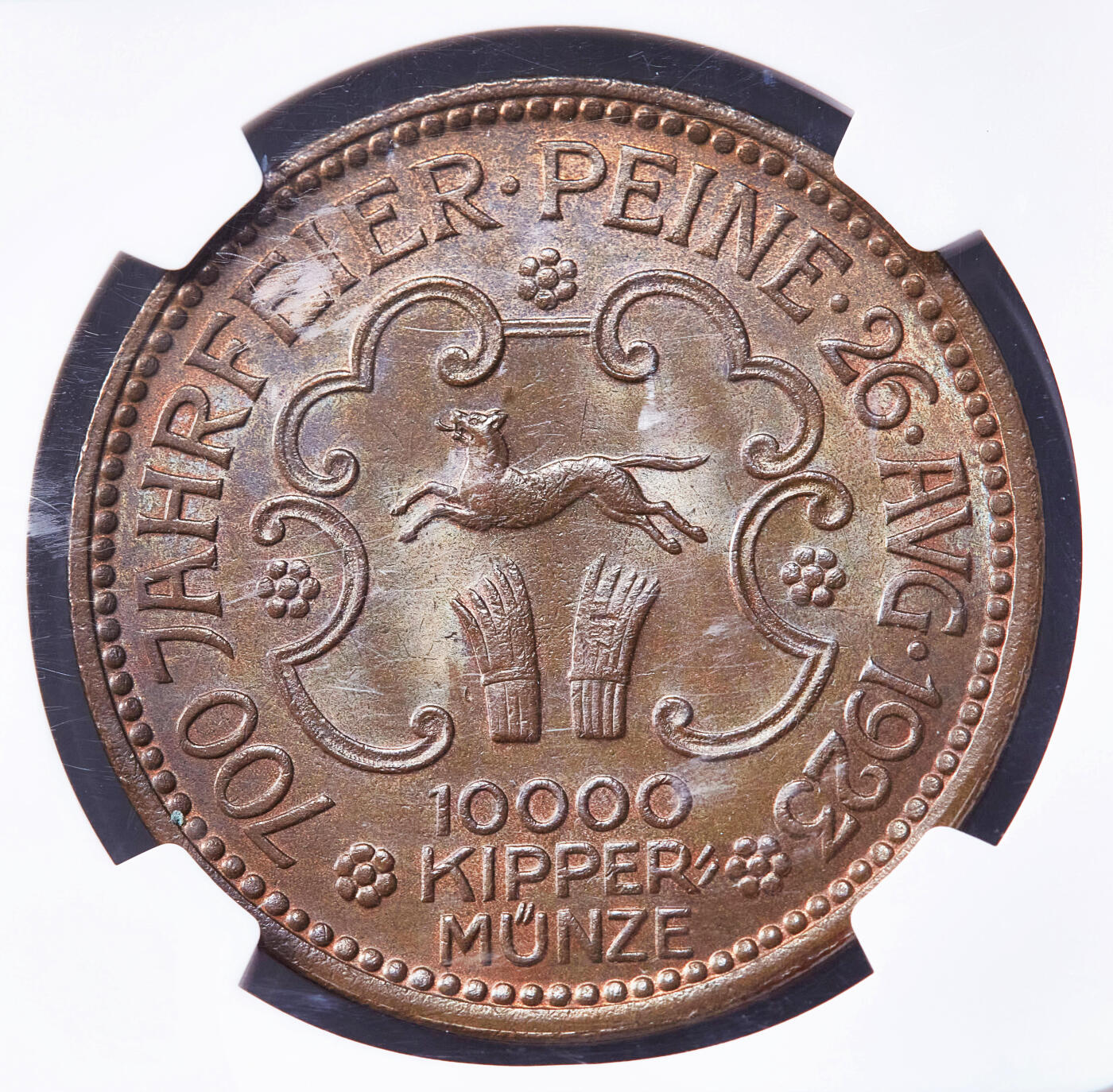 【俄甄集藏】2026年(049)03-18星期三 晚 19:30 全场包邮 德国1923年紧急时期派内10000基珀（紧急币）猫头鹰大铜币，NGC MS64，转光品相，经典品种