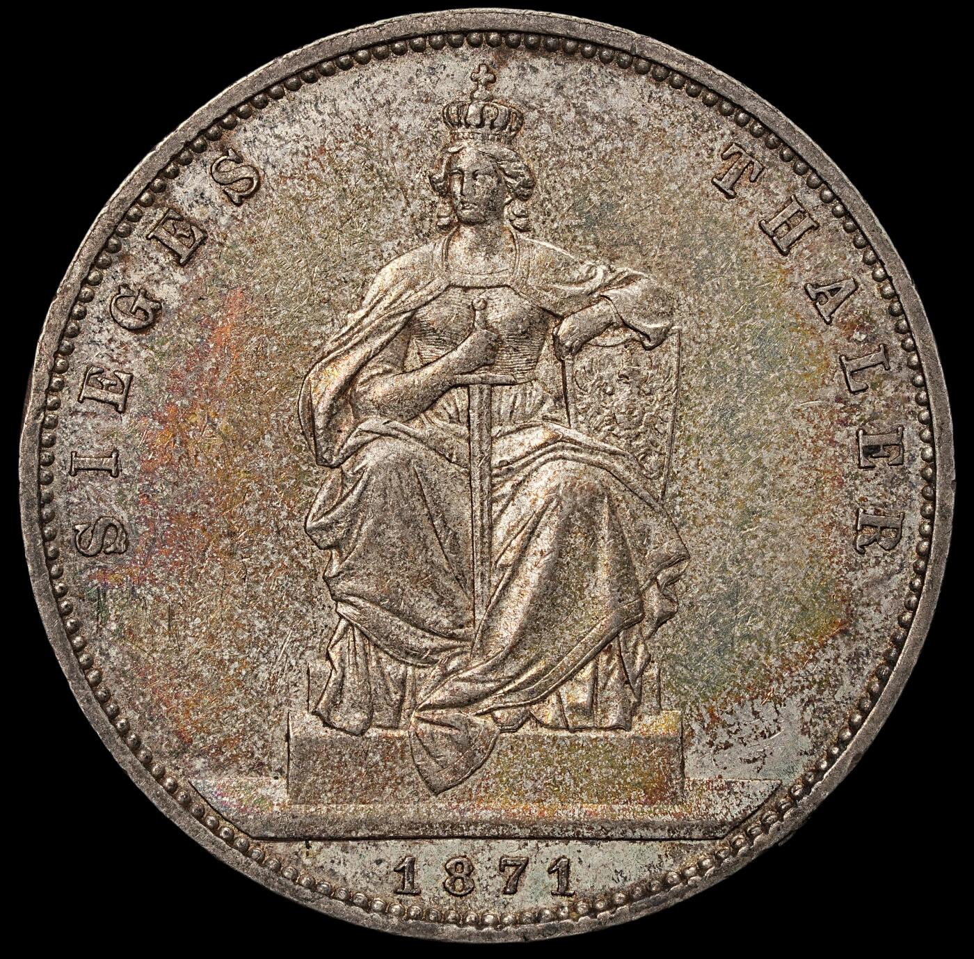 修遠堂世界钱币第107期 1871年普鲁士-普法战争胜利1泰勒银币