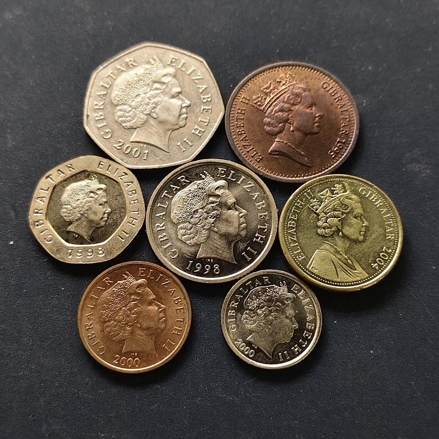 【全场包邮】纯粹捡漏拍512场 直布罗陀1995-2004年7枚套币-含1镑大围困300周年纪念币