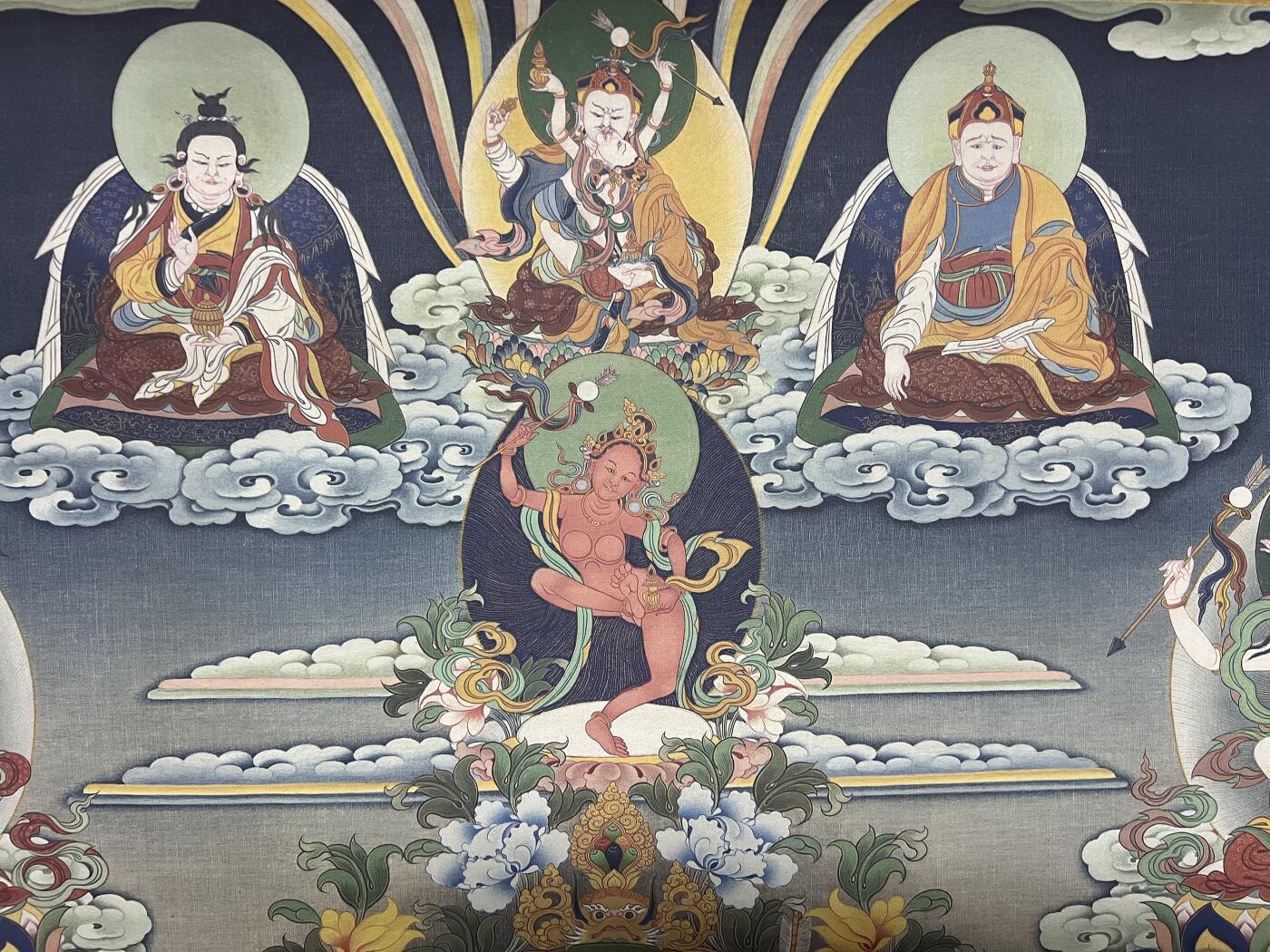 零元拍：唐卡装饰艺术复制画 （非原画）做旧工艺 名稱：遍空長壽佛 尺寸：90✖️65