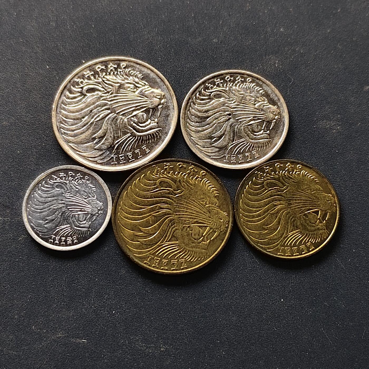 【全场包邮】纯粹捡漏拍512场 埃塞俄比亚1977-2004年5枚套币