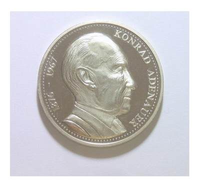 德国1967年国父阿登纳+勃兰登堡门 高浮雕精制大镀银章 40MM - 德国1967年国父阿登纳+勃兰登堡门 高浮雕精制大镀银章 40MM