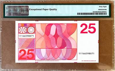 【Blue Auction】✨世界纸币精拍800期盛典——白金之夜🔥🔥🔥 N-荷兰 1971年25盾 PMG68EPQ 高分 荷兰管风琴家、作曲家扬·皮泰尔索恩·斯韦林克