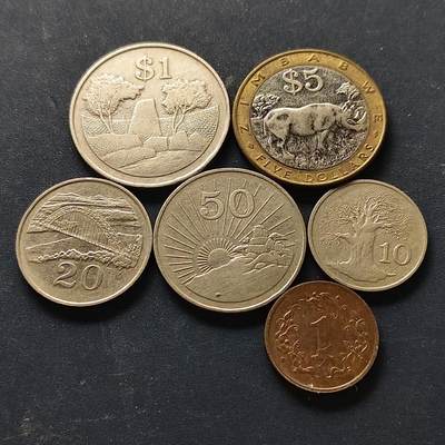 【全场包邮】纯粹捡漏拍512场 - 津巴布韦1980-2001年6枚套币