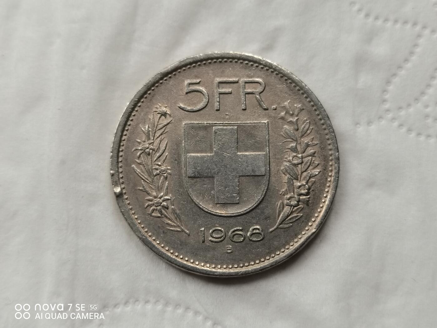 外国银币 1968年瑞士5法郎