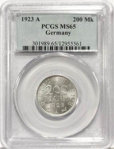 博洋堂世界钱币拍卖第165期（全场包邮） - PCGS MS65 德国魏玛1923年200马克铝币，配套必备