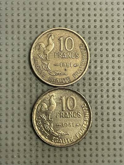 2026年第35场各国散币拍卖（总第185场） - 法国1951年10法郎2枚