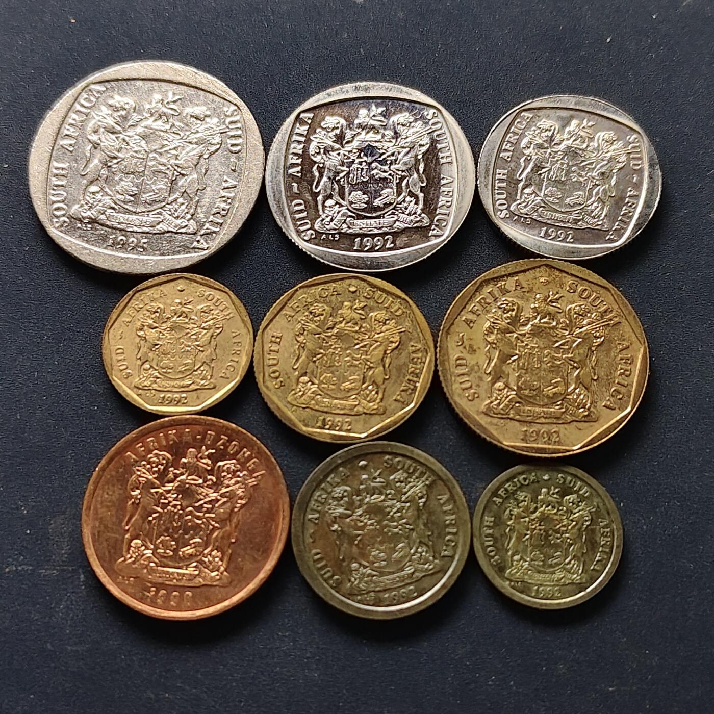 【全场包邮】纯粹捡漏拍512场 南非1992-1995年9枚套币