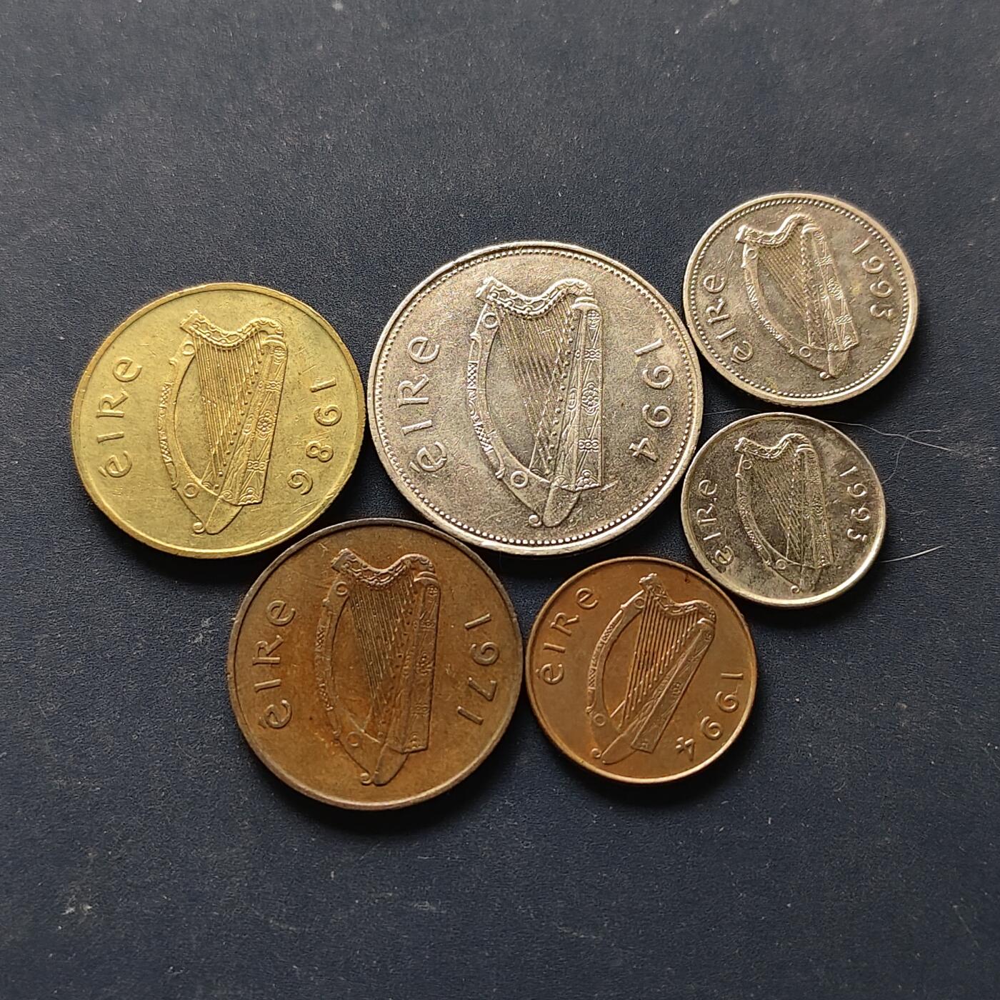 【全场包邮】纯粹捡漏拍512场 爱尔兰1971-1994年6枚套币
