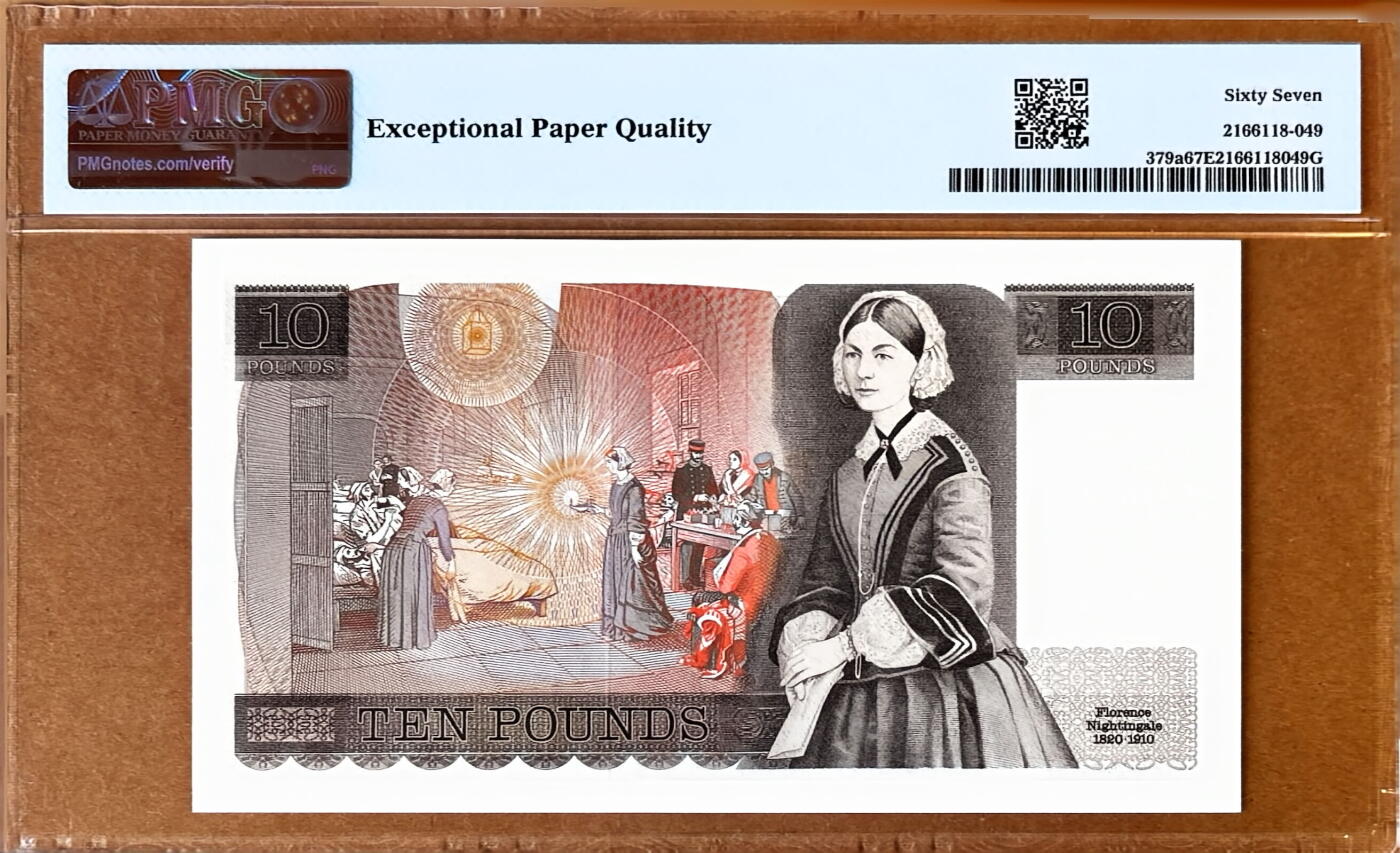 【Blue Auction】✨世界纸币精拍800期盛典——白金之夜🔥🔥🔥 G-【a版 A01首发冠307百位小号】英国 D序列1975-80年10镑 PMG67EPQ 高分 