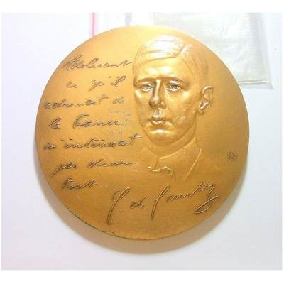 【艺术】法国艺术大章 戴高乐稀见青年像+故居高浮雕精制超大铜章 78MM 230克 - 【艺术】法国艺术大章 戴高乐稀见青年像+故居高浮雕精制超大铜章 78MM 230克