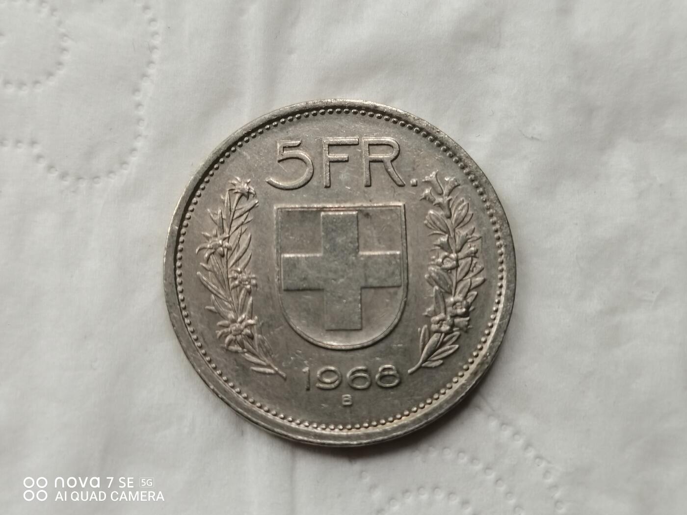 外国银币 1968年瑞士5法郎