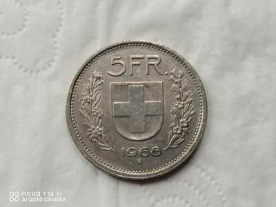 外国银币 - 1968年瑞士5法郎
