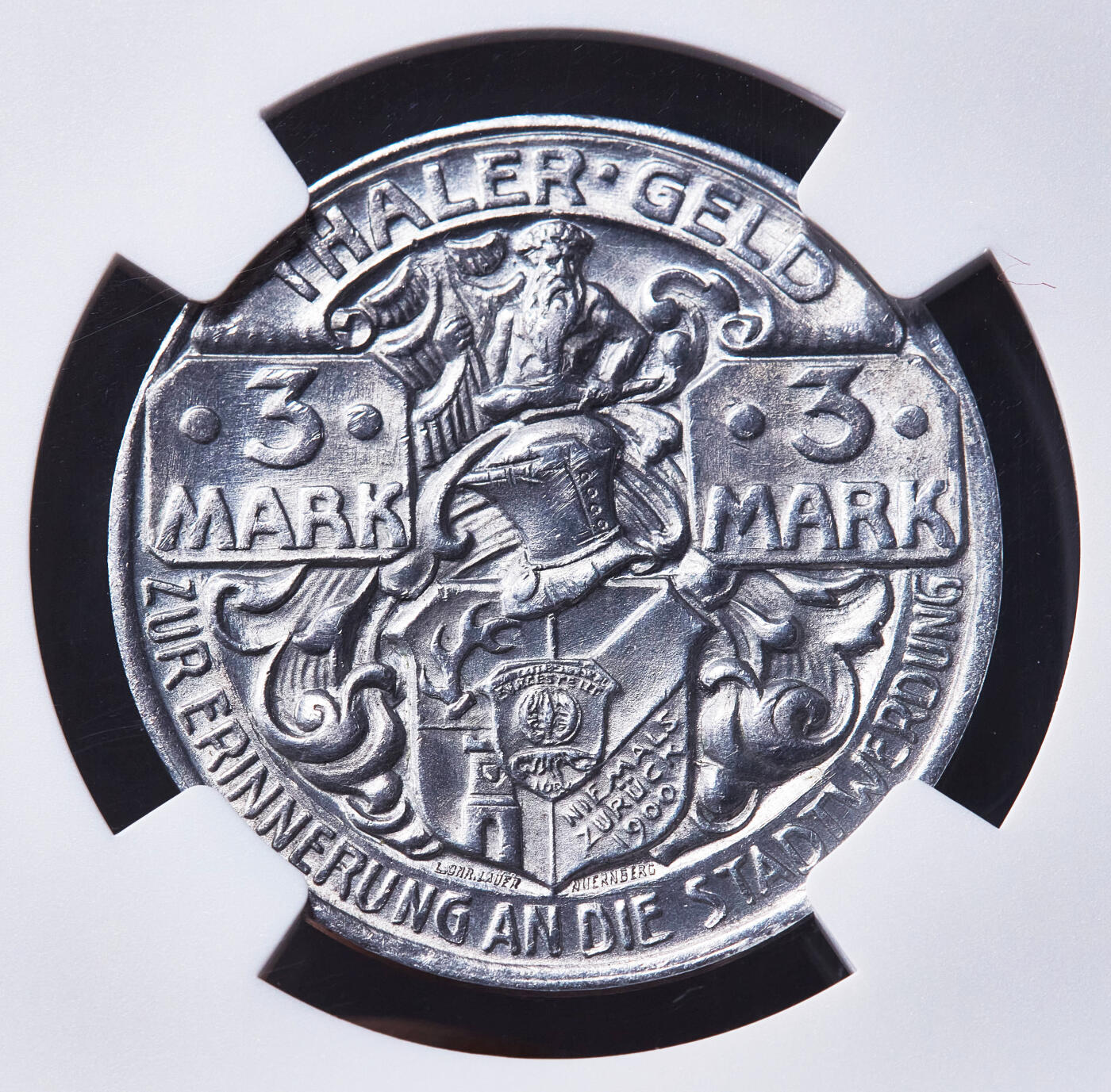 【俄甄集藏】2026年(049)03-18星期三 晚 19:30 全场包邮 德国1921年紧急时期哈茨塔勒3马克猎人铝币，NGC MS64，转光品相，设计精美