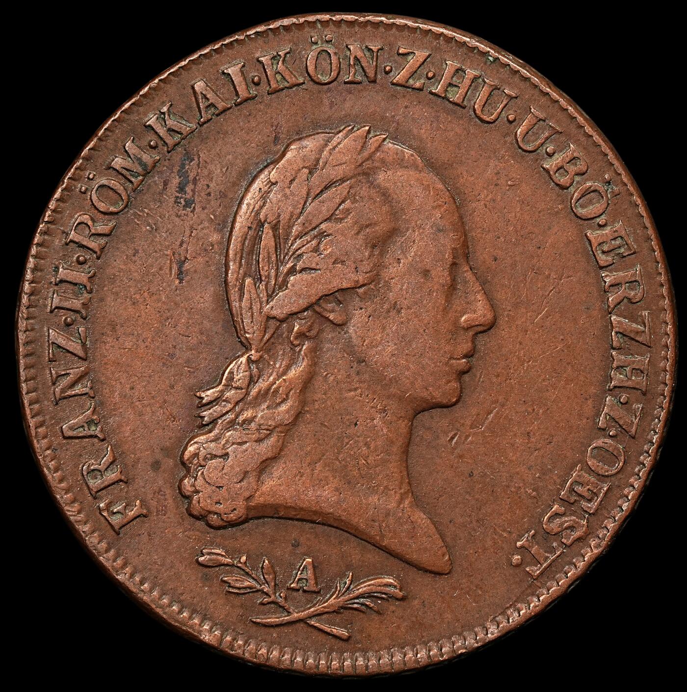 修遠堂世界钱币第107期 1800年神圣罗马帝国-奥地利6克鲁泽铜币 A厂铭