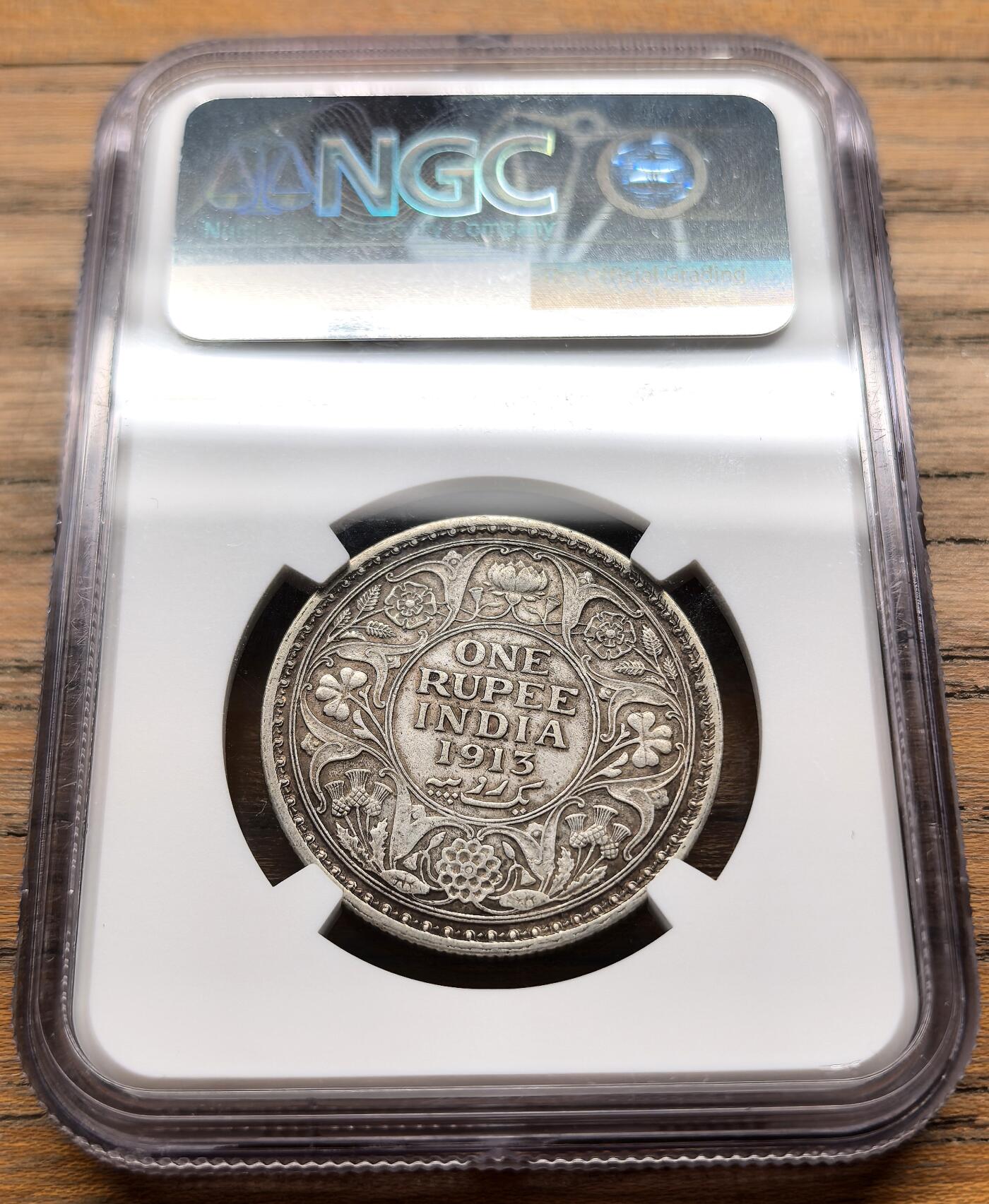 凡希社世界钱币微拍第三百二十一期 1913C英属印度乔五卢比NGC-AUD