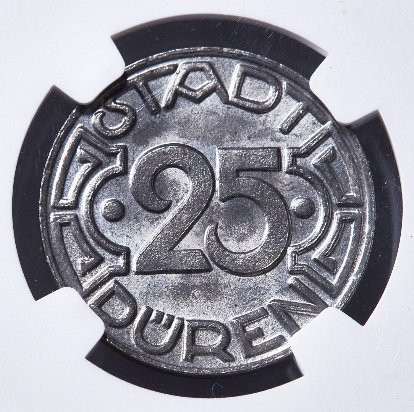 【俄甄集藏】2026年(049)03-18星期三 晚 19:30 全场包邮 德国1919年紧急时期迪伦市25芬尼矿工铁币，NGC MS64，经典品种，转光品相，MS难得