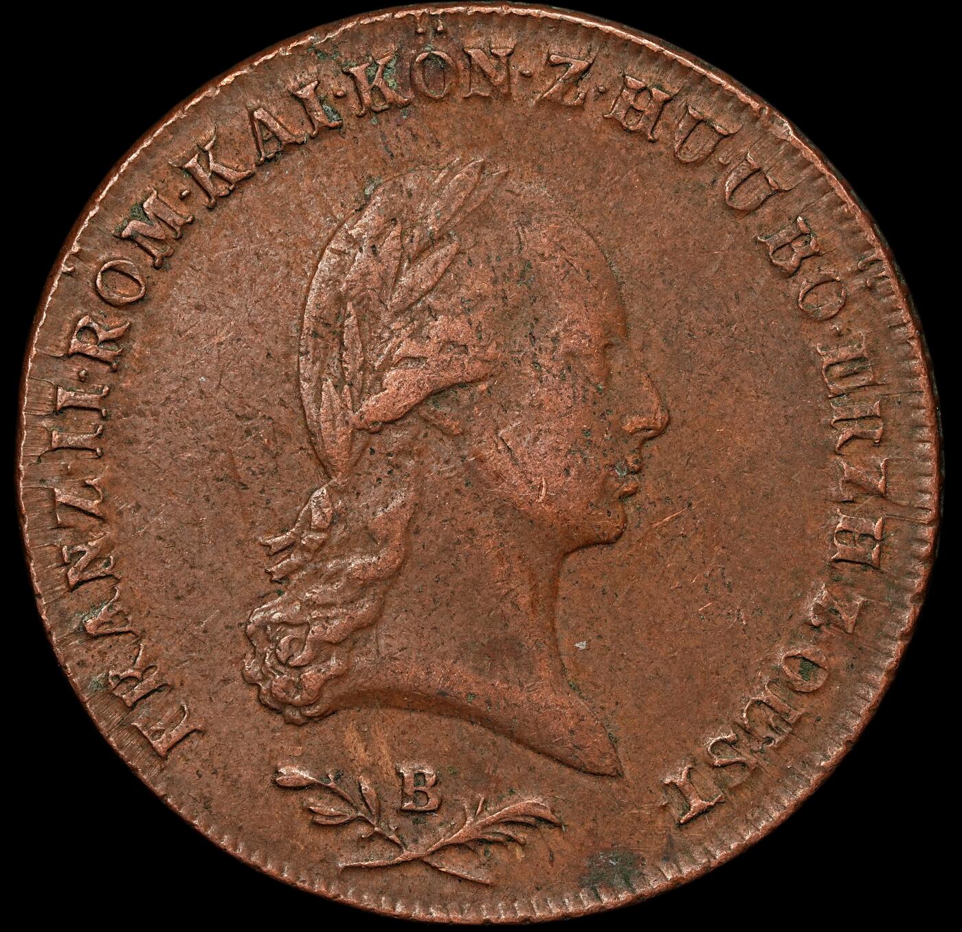 修遠堂世界钱币第107期 1800年神圣罗马帝国-奥地利6克鲁泽铜币 B厂铭