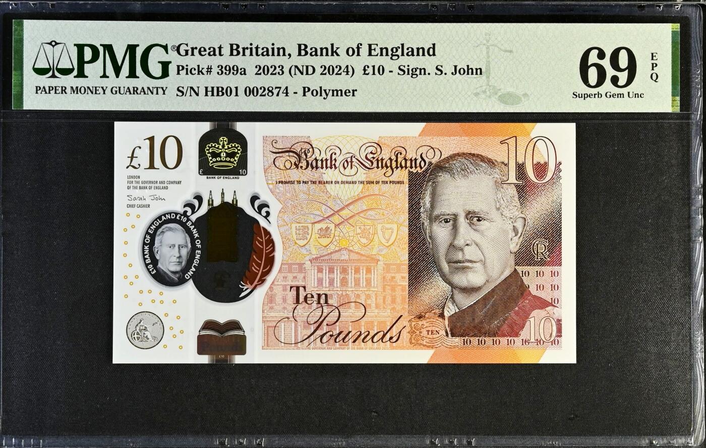 【Blue Auction】✨世界纸币精拍800期盛典——白金之夜🔥🔥🔥 G-【一组4张 首发冠全同千位小号】英国 2024年5-50镑 查尔斯三世 PMG69EPQ-66EPQ 高分套 潜力上涨品种