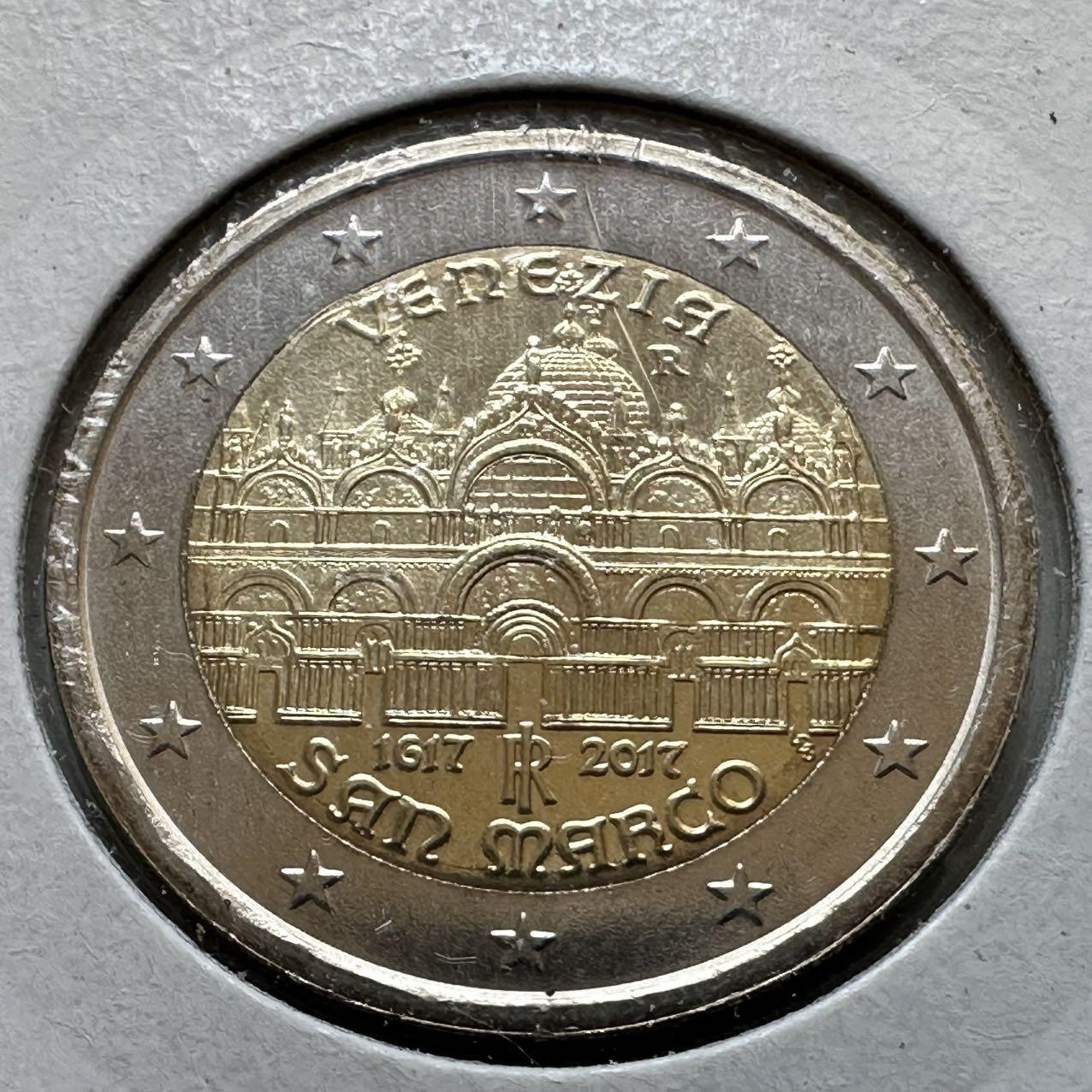 🌹外币初藏🌹🐯2026年第29场   欧元纪念币 接代拍 意大利 2017年 威尼斯圣马可大教堂400周年 2欧元双色纪念币