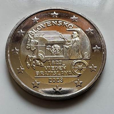 🌹外币初藏🌹🐯2026年第29场   欧元纪念币 接代拍 - 斯洛伐克 2023年 布拉迪斯拉发邮政200周年 2欧元双色纪念币