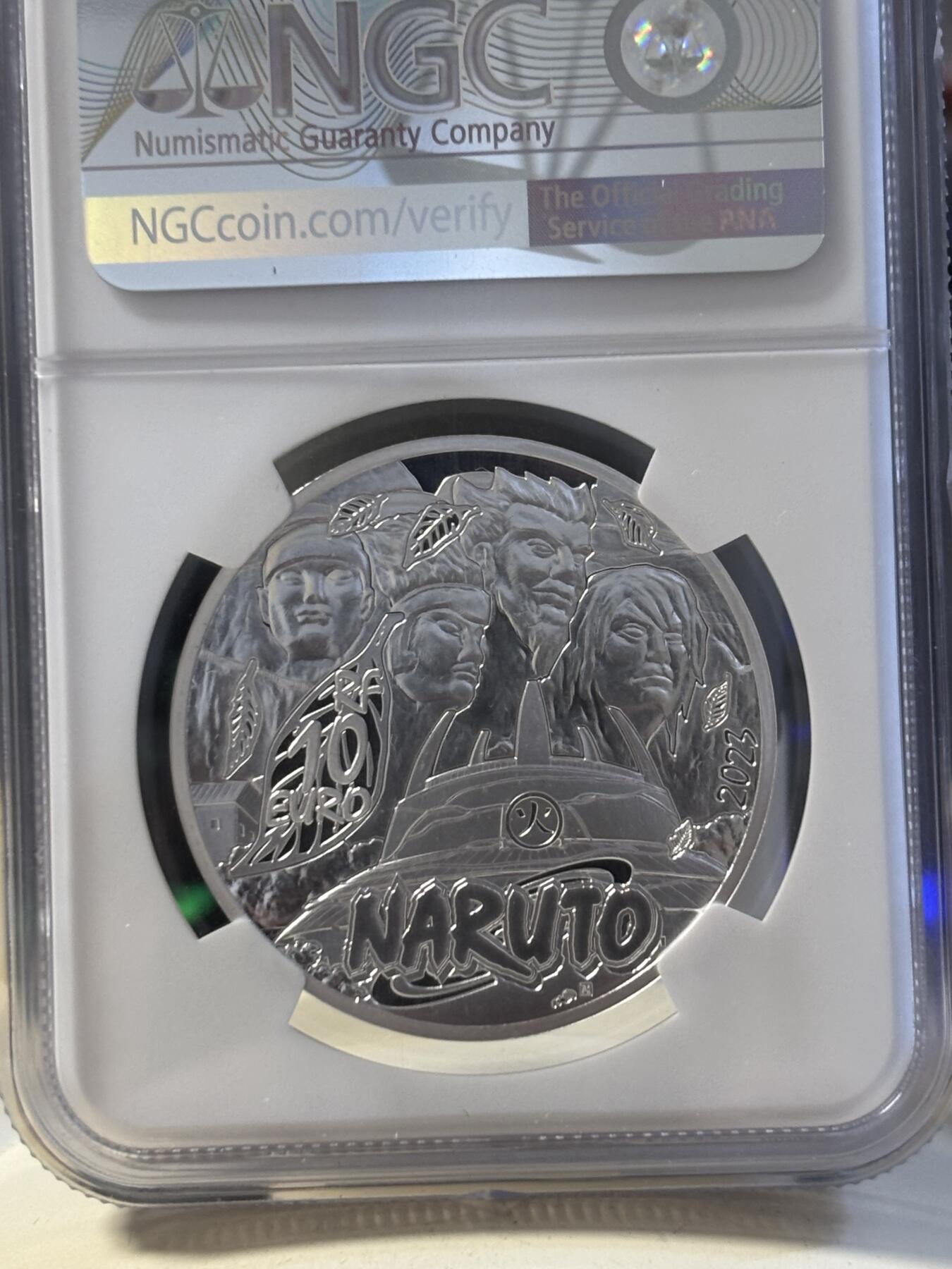 第194期拍卖 法国2023年卡通片火影忍者10欧纪念银币NGC-PF70，999银，22.2克，发行5000枚
