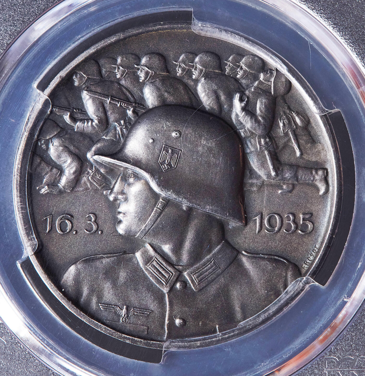 【俄甄集藏】2026年(049)03-18星期三 晚 19:30 全场包邮 德国第三帝国1935年纪念一战磨砂银章，PCGS SP64，少见品种，紫罗兰酱彩老包浆，冠军分数，顶级品相