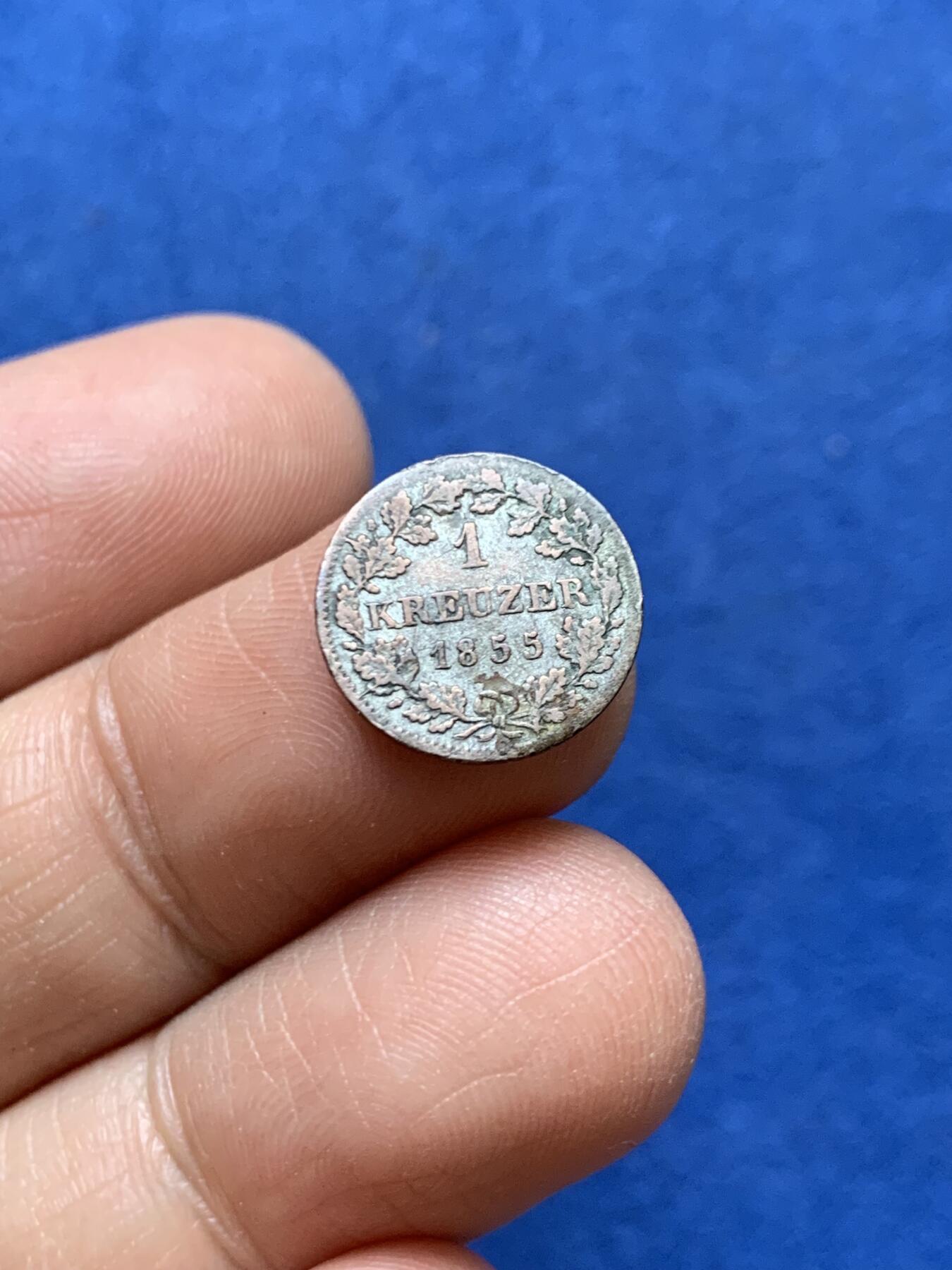 《竞宝斋》第470场 周日，周一，周二 3场连拍 （全场包邮）欢迎送拍 德国巴伐利亚1855年1K小银币 Billon材质