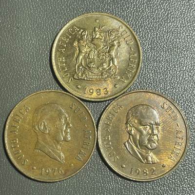 回流0315 - 南非1976、1982、1983年不同版本2分铜币 蓝角马