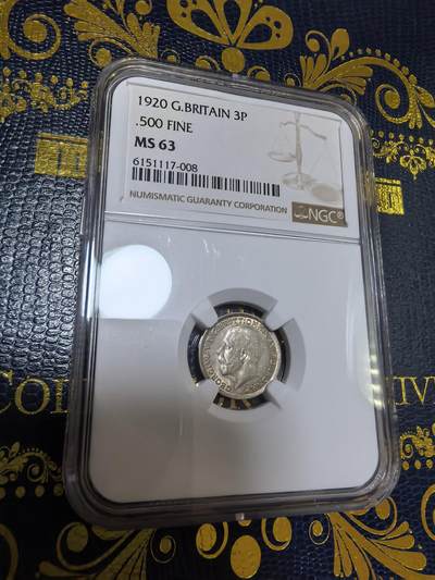 长老汇马年精选第九场拍卖 - 1920 英国乔治五世3便士银币，NGC MS63