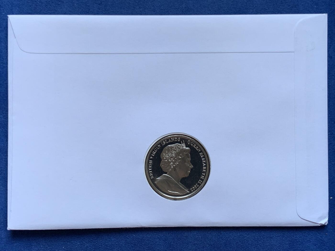 《竞宝斋》第470场 周日，周一，周二 3场连拍 （全场包邮）欢迎送拍 英属维京群岛2002年女王母亲葬礼1元纪念币，邮币首日封编号0363