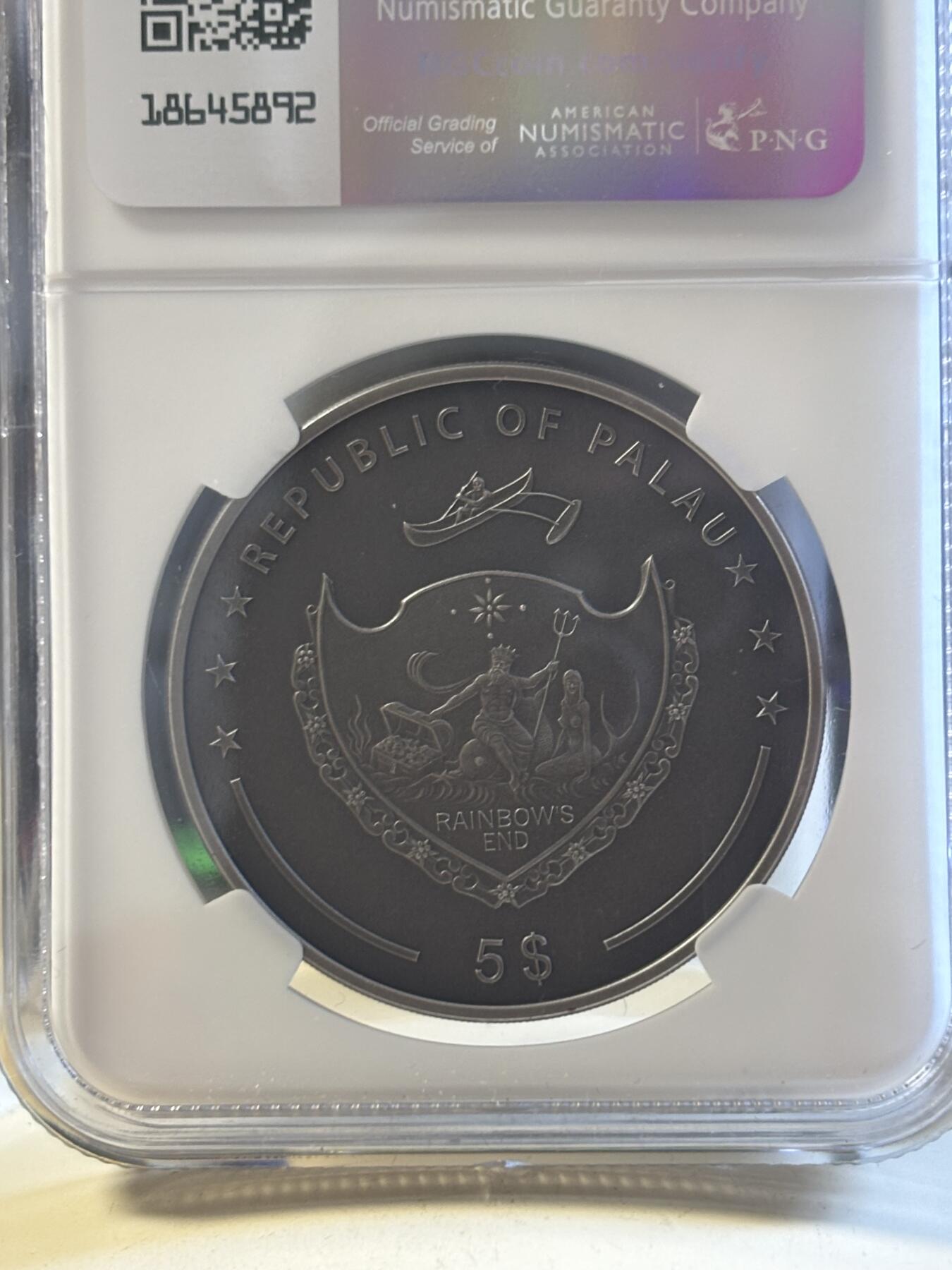 第194期拍卖 帕劳2024年扑克警卫镀金仿古浮雕银币NGC-MS70,9999银，1盎司，发行1111枚