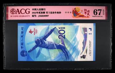 200多张爱藏和PMG一起出，不单出，总价放在最后 - 2022年贰拾圆雪上运动冬奥钞 双节国庆 67分
