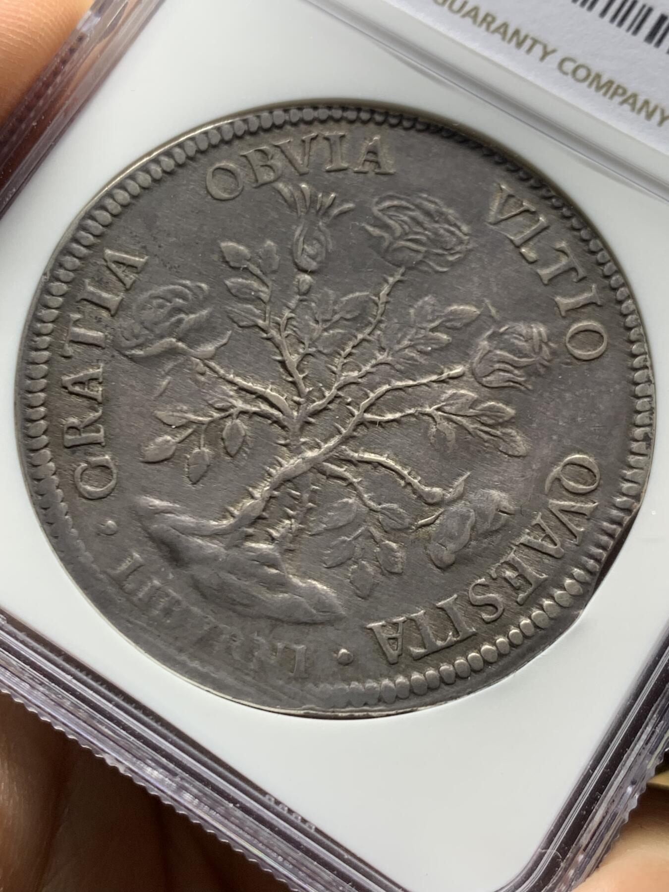 《竞宝斋》第470场 周日，周一，周二 3场连拍 （全场包邮）欢迎送拍 NGC XF45 意大利托斯卡纳 1699美第奇玫瑰银币 稀少年份 少见名誉品 枪灰包浆 打制清晰  收藏与艺术性的结合