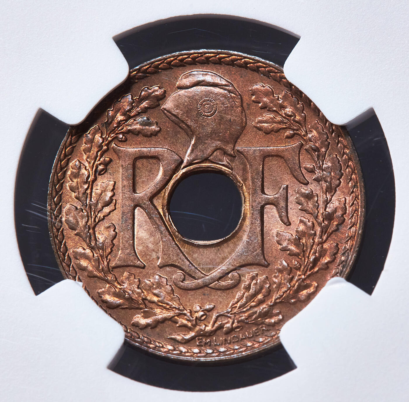 【俄甄集藏】2026年(049)03-18星期三 晚 19:30 全场包邮 法属印度支那1936年中孔1/2分铜币，NGC MS65RB，原铜光转品相，顶级状态