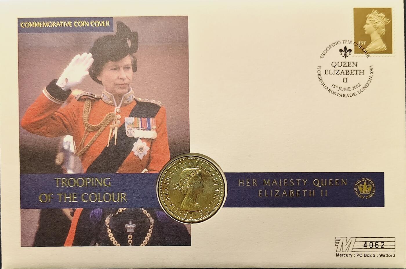 【全场包邮】纯粹捡漏拍513场 【邮币封】英国2002年女王登基金禧年（50周年）镀金便士纪念邮币封