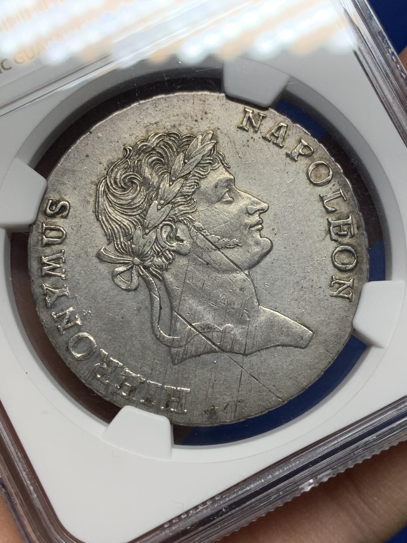 《竞宝斋》第470场 周日，周一，周二 3场连拍 （全场包邮）欢迎送拍 NGC AUD 德国1812年威斯特伐利亚热罗姆·拿破仑泰勒银币