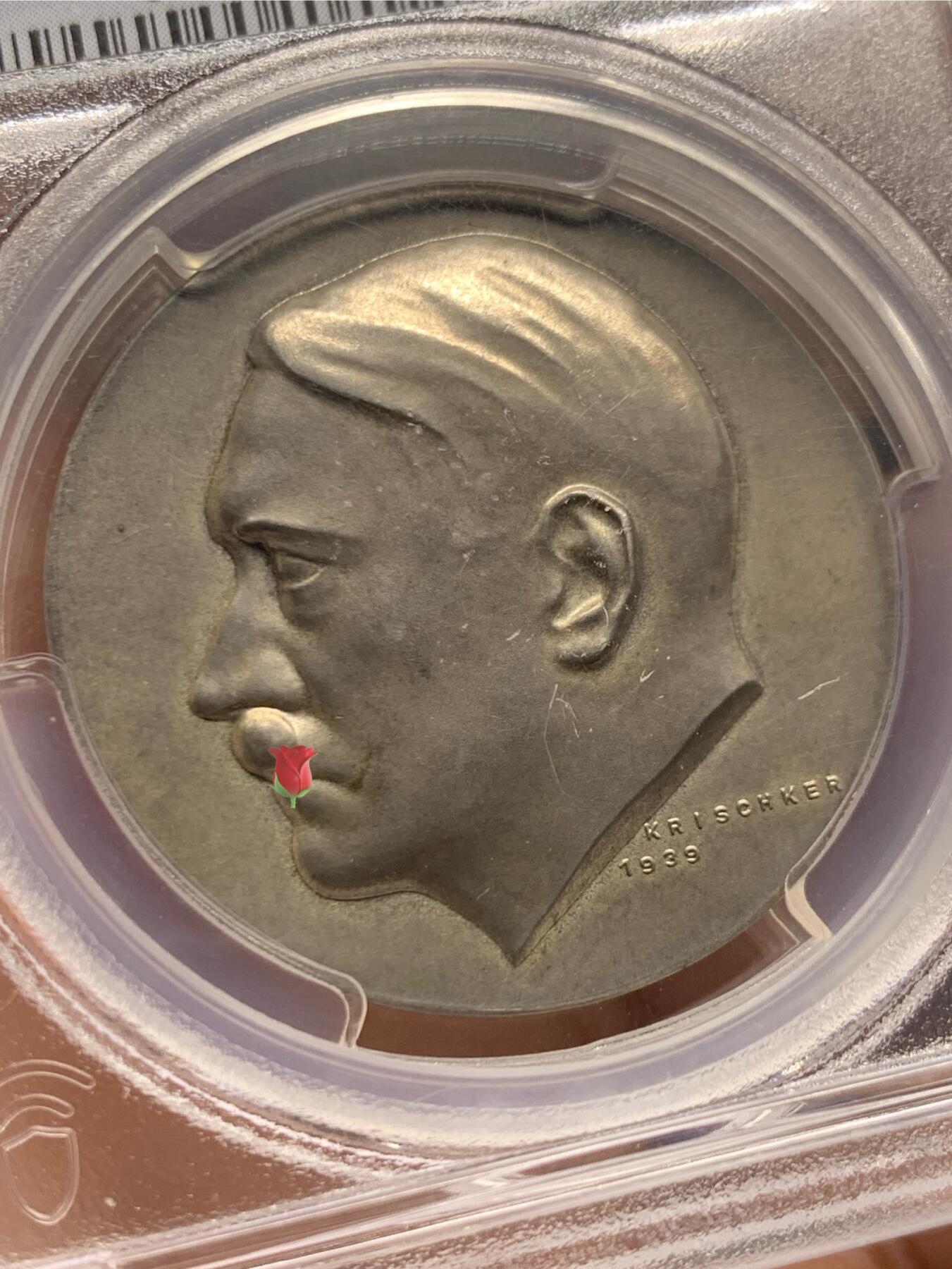 《竞宝斋》第470场 周日，周一，周二 3场连拍 （全场包邮）欢迎送拍 PCGS SP65 德国1939年德国民族社会主义工人党党魁50大寿纪念银章 德三名品 加厚盒装