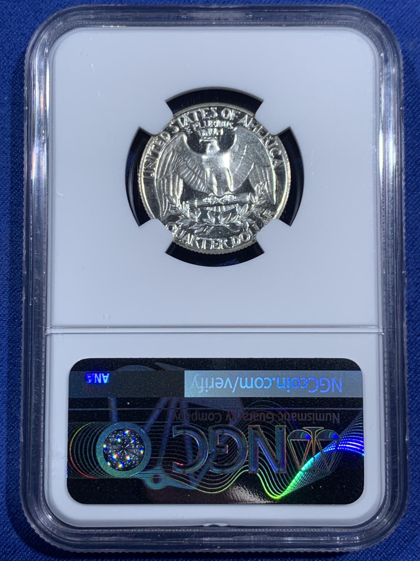 《竞宝斋》第470场 周日，周一，周二 3场连拍 （全场包邮）欢迎送拍 NGC PF68CAMEO 美国1962年华盛顿25分银币 少见精制版本 较少的年份