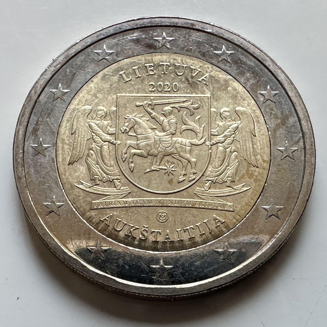 🌹外币初藏🌹🐯2026年第29场   欧元纪念币 接代拍 立陶宛 2020年 奥克施泰提亚民族地区 2欧元双色纪念币