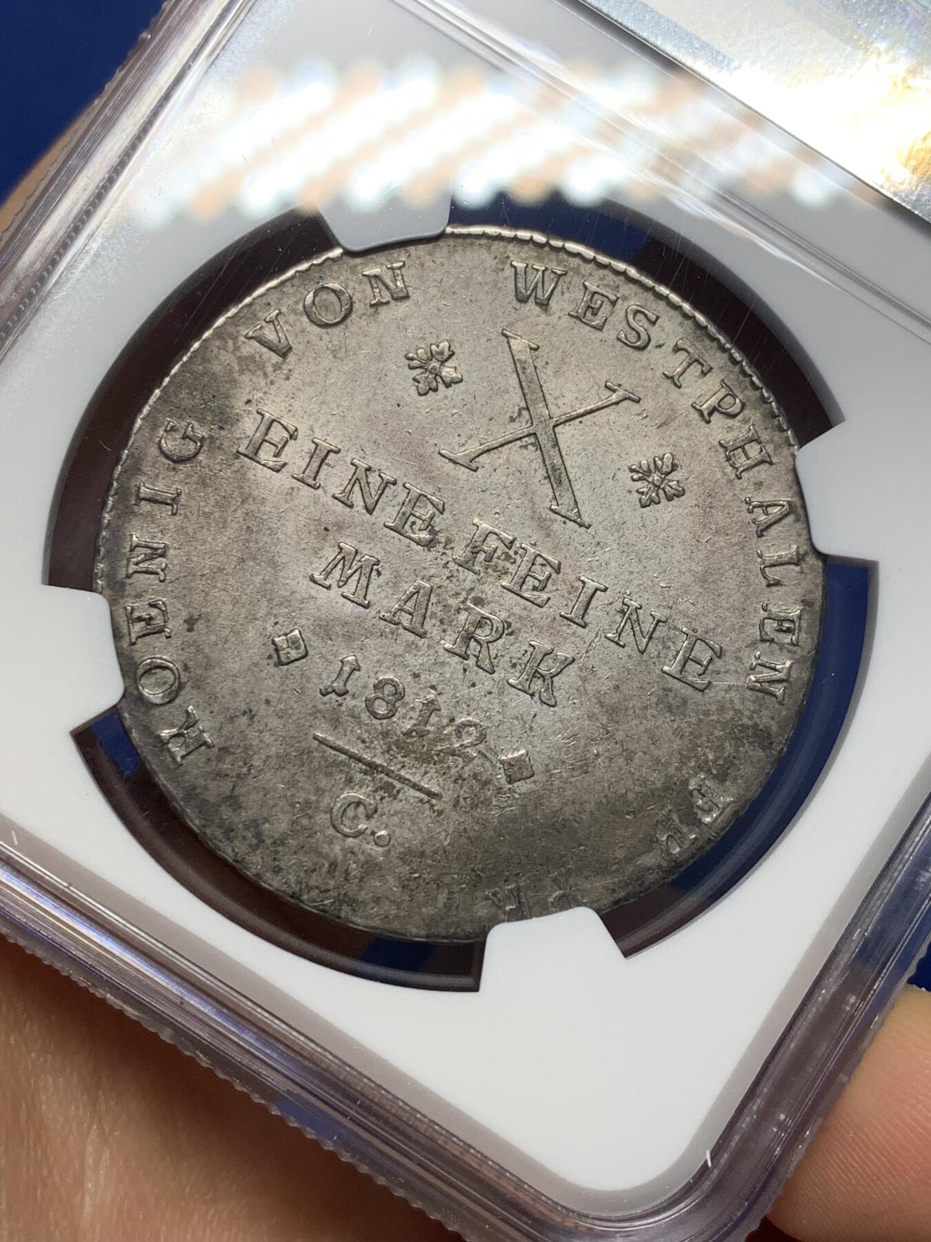 《竞宝斋》第470场 周日，周一，周二 3场连拍 （全场包邮）欢迎送拍 NGC AUD 德国1812年威斯特伐利亚热罗姆·拿破仑泰勒银币