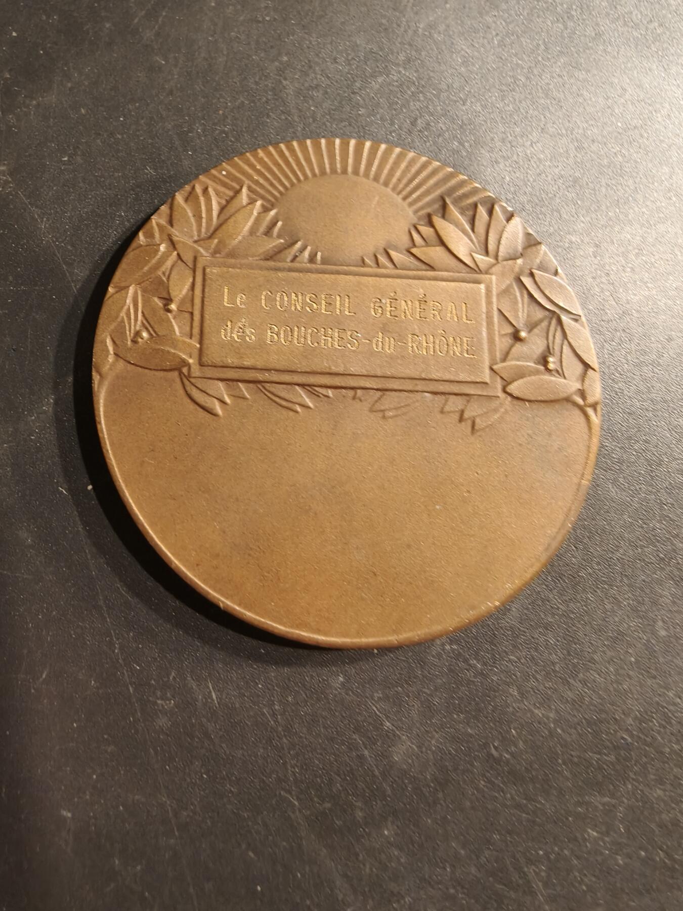 老王徽章第187期 法国鲁昂议会赠大铜章     直径50mm    重量55.2g