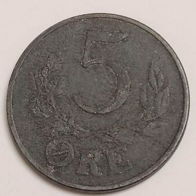 布加迪🐬～世界钱币(上海)🌾第 281 期 /  各国套币和散币 - 丹麦🇩🇰 1943年 5奥尔