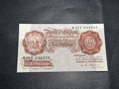 《外钞收藏家》第六百一十八期（精品场）（长期征集拍品、欢迎藏友们联系合作） - 英国A序列10先令 非全新 品相如图