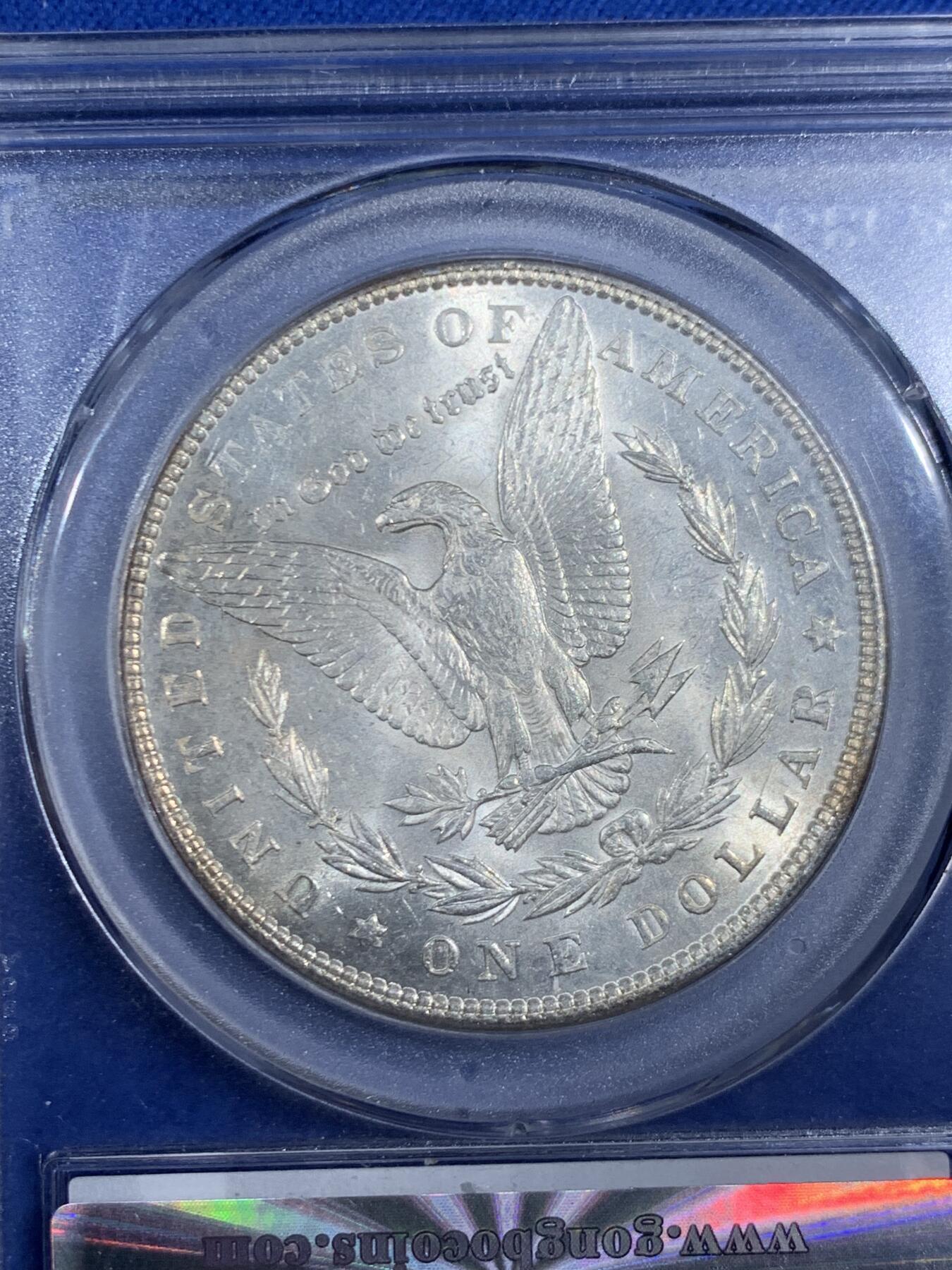 《竞宝斋》第470场 周日，周一，周二 3场连拍 （全场包邮）欢迎送拍 公博 MS65 美国1886年摩根银币