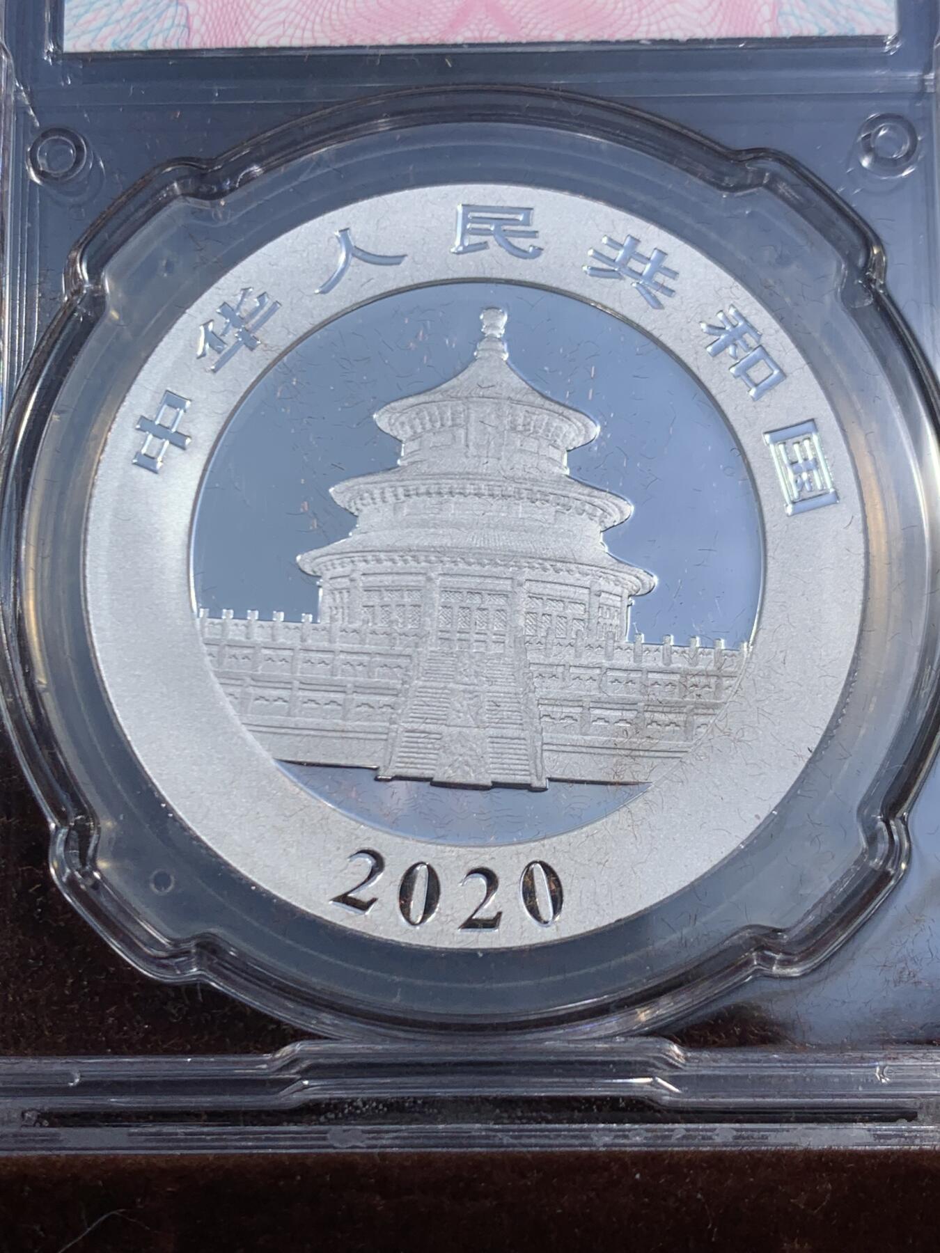 《竞宝斋》第470场 周日，周一，周二 3场连拍 （全场包邮）欢迎送拍 中国2020年10元普制银币 熊猫 30克999银 盒证全 中国金币封装