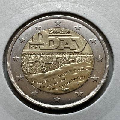 🌹外币初藏🌹🐯2026年第29场   欧元纪念币 接代拍 - 法国 2014年 诺曼底登陆70周年 2欧元双色纪念币