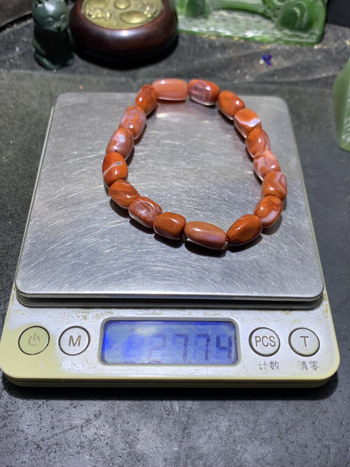 精美川料红白南红玛瑙随形单圈手串一条