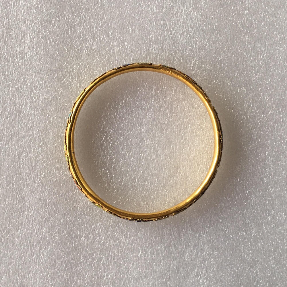     出口创汇时期景泰蓝铜胎掐丝珐琅镀金色花丝观赏手镯1只原版真品如图库存旧藏文玩艺术收藏